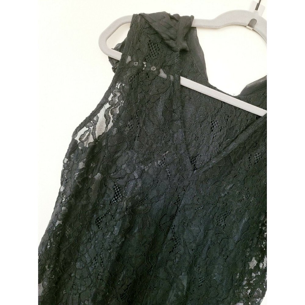 Tov Los Angeles Black Lace Ruffle Sleeveless V-Neck Mini Short Dress 38 Small - Picture 4 of 8